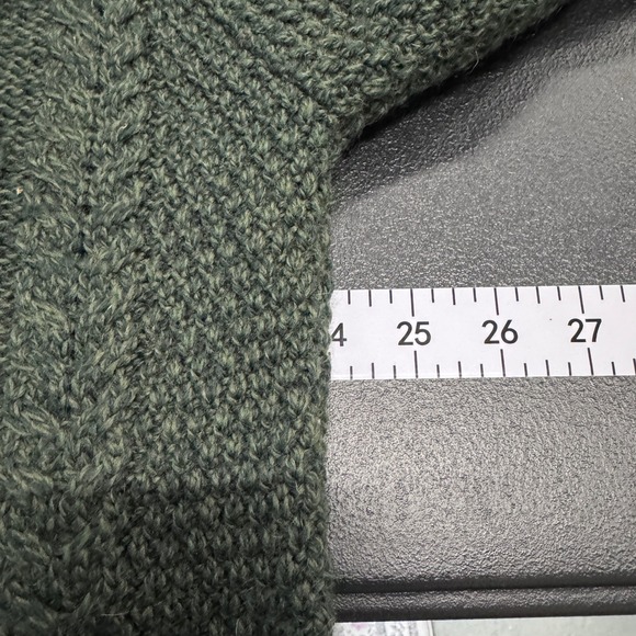Inis Crafts Cable Knit Sweater XL Green Ireland Merino Wool Shawl Collar - Picture 7 of 8